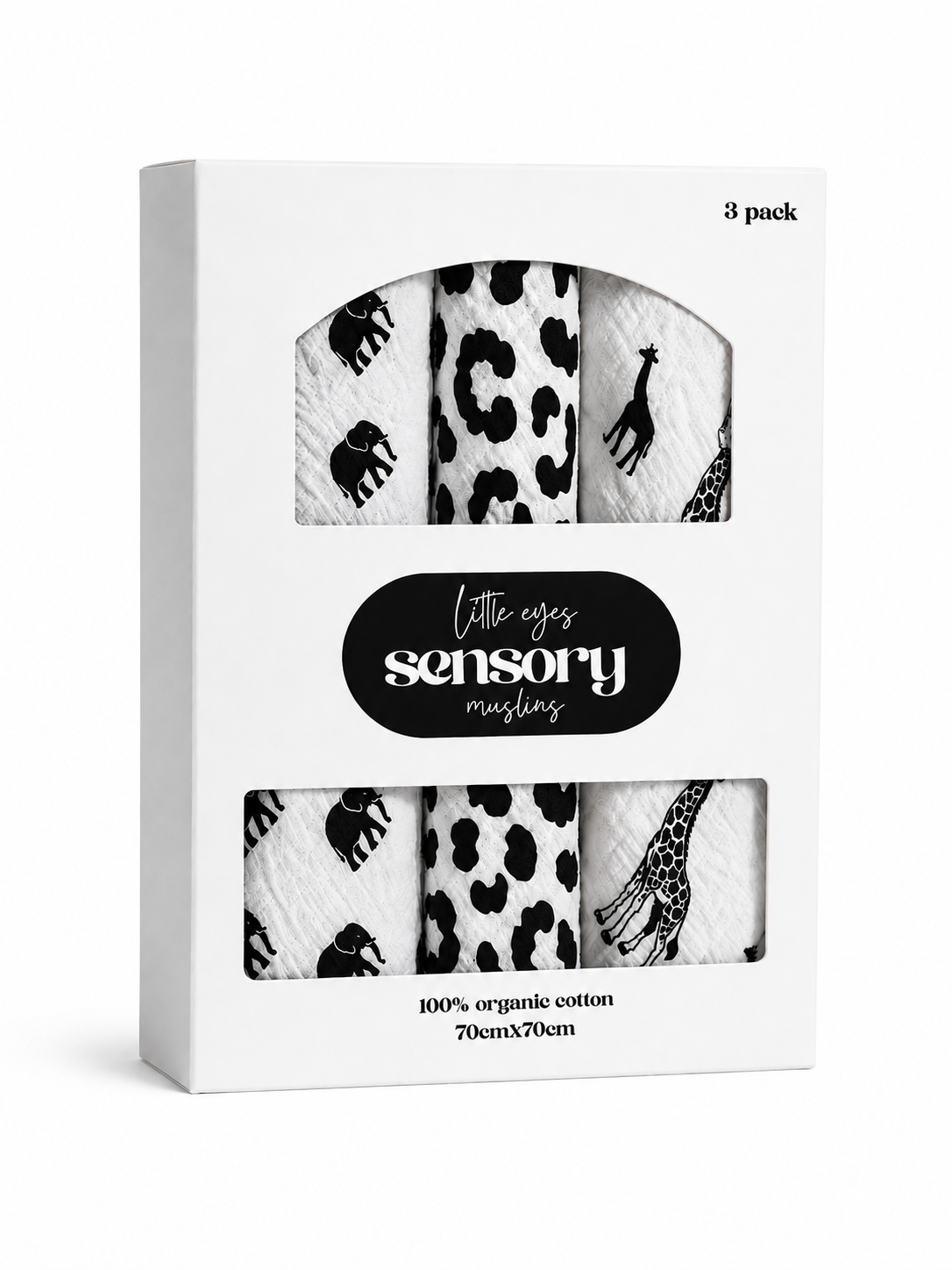 100% Organic Cotton Safari Sensory Muslins (3 pack)